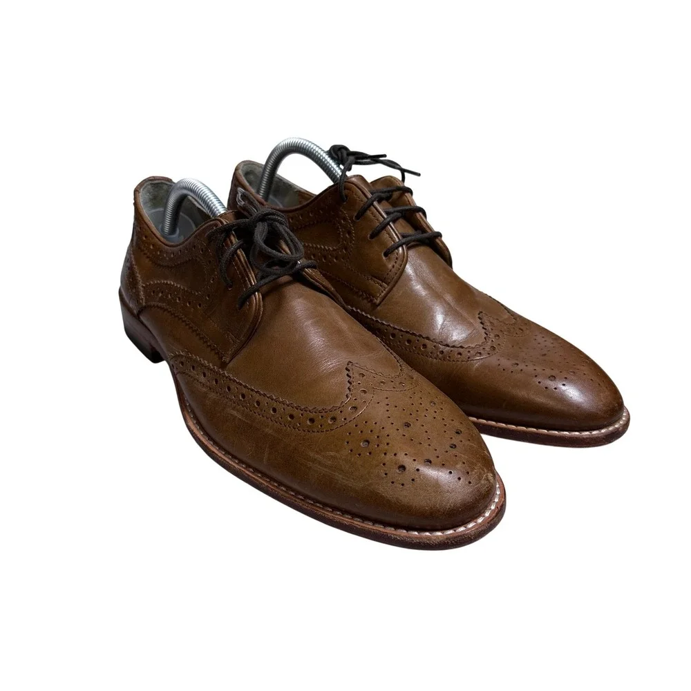 Johnston & Murphy J&M 1850 Wingtip Oxford Mens 9M Tan Leather Brogue 27-1046